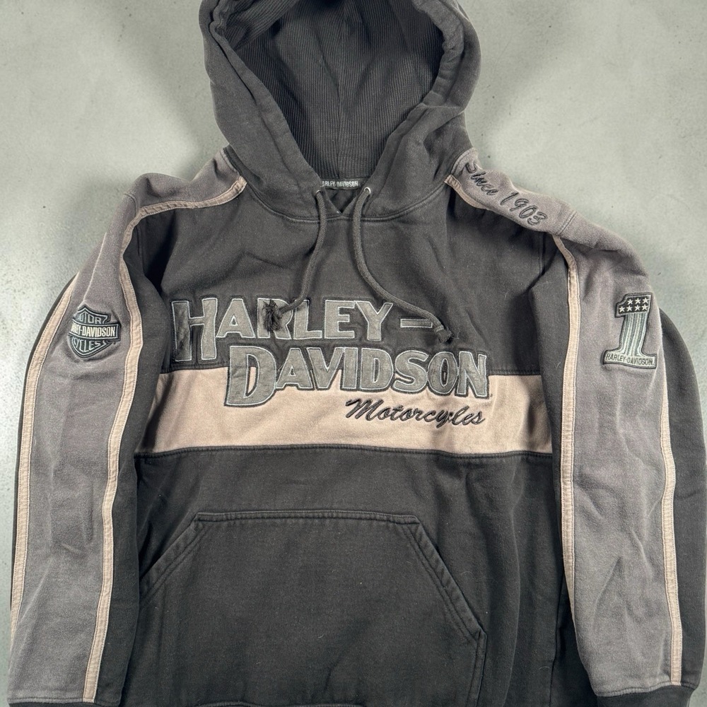 Harley-Davidson Hoodie Mens Racing Colorblock Embroidered Spellout Biker XL